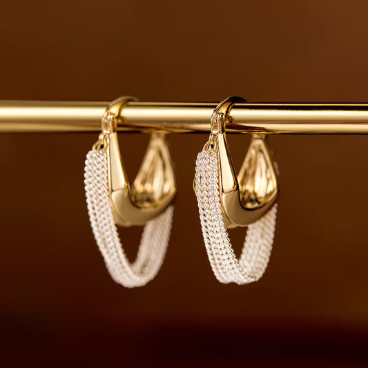Elegant Golden Drop Clip-On Earrings