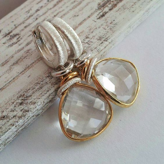 Pendientes Vintage de Vidrio Blanco y Oro
