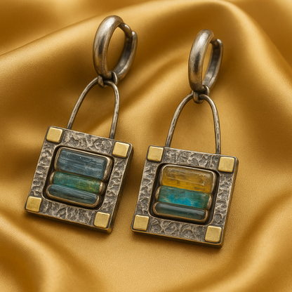 Vintage Blue & Green Crystal Earings