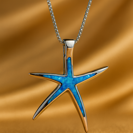 Elegant Blue Opal Starfish Pendant