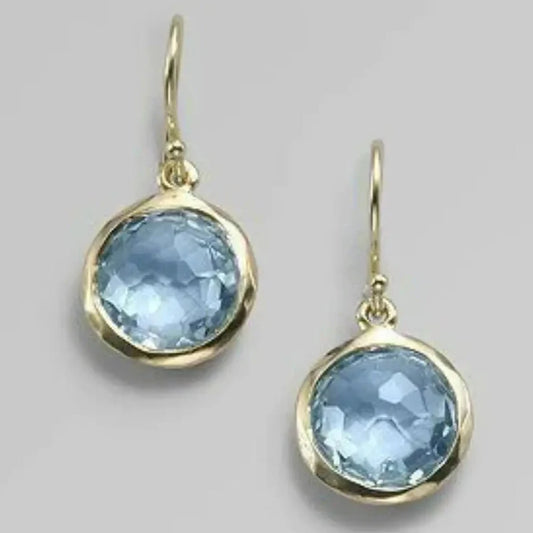 Vintage blue crystal inlaid earrings