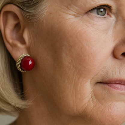 1+1 Offer: Red Hazelnut with Pearls Earrings