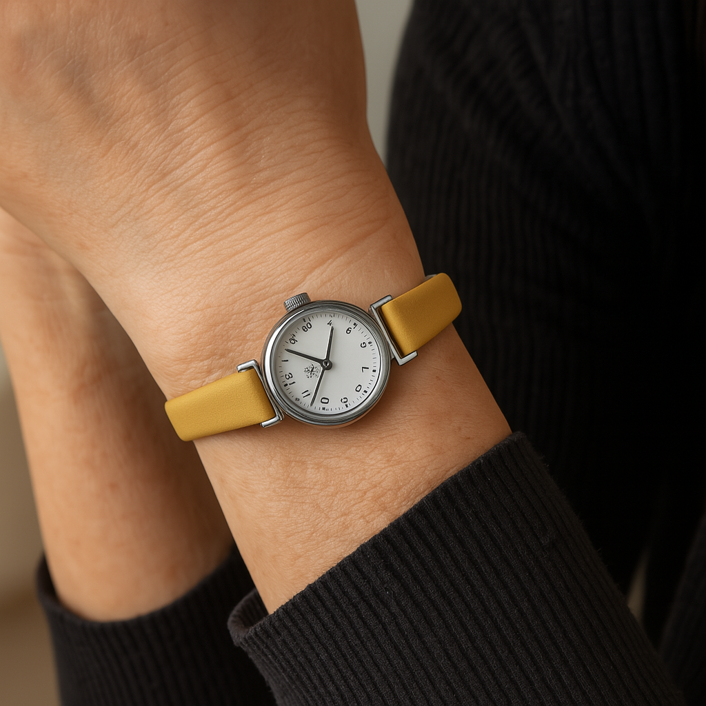 Reloj de cuarzo minimalista y elegante con correa de piel