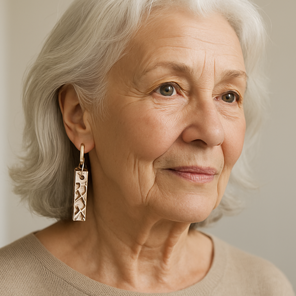 Pendientes rectangulares elegantes de oro y plata