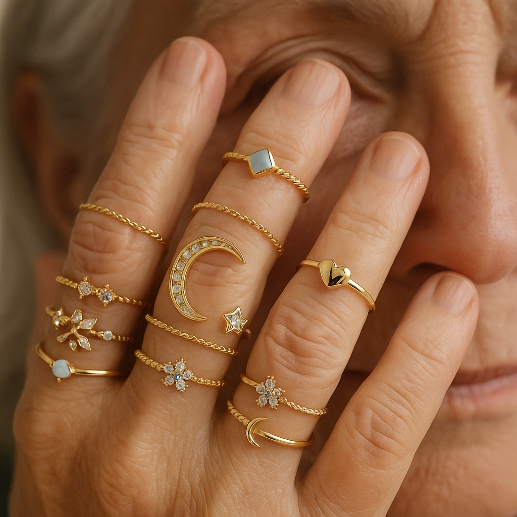 Pack de 10 Anillos Bohemios en Plata y Chapados en Oro