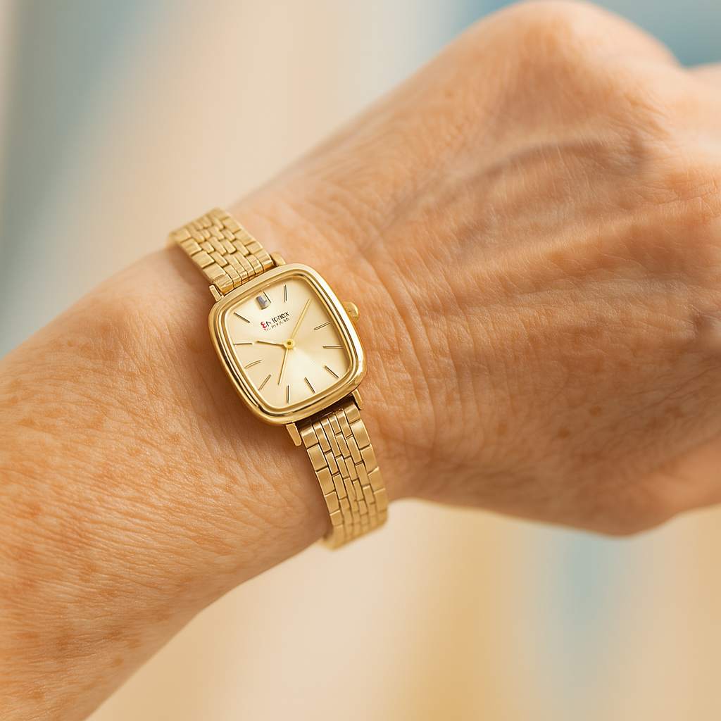 Reloj pulsera de cuarzo bicolor oro y plata atemporal