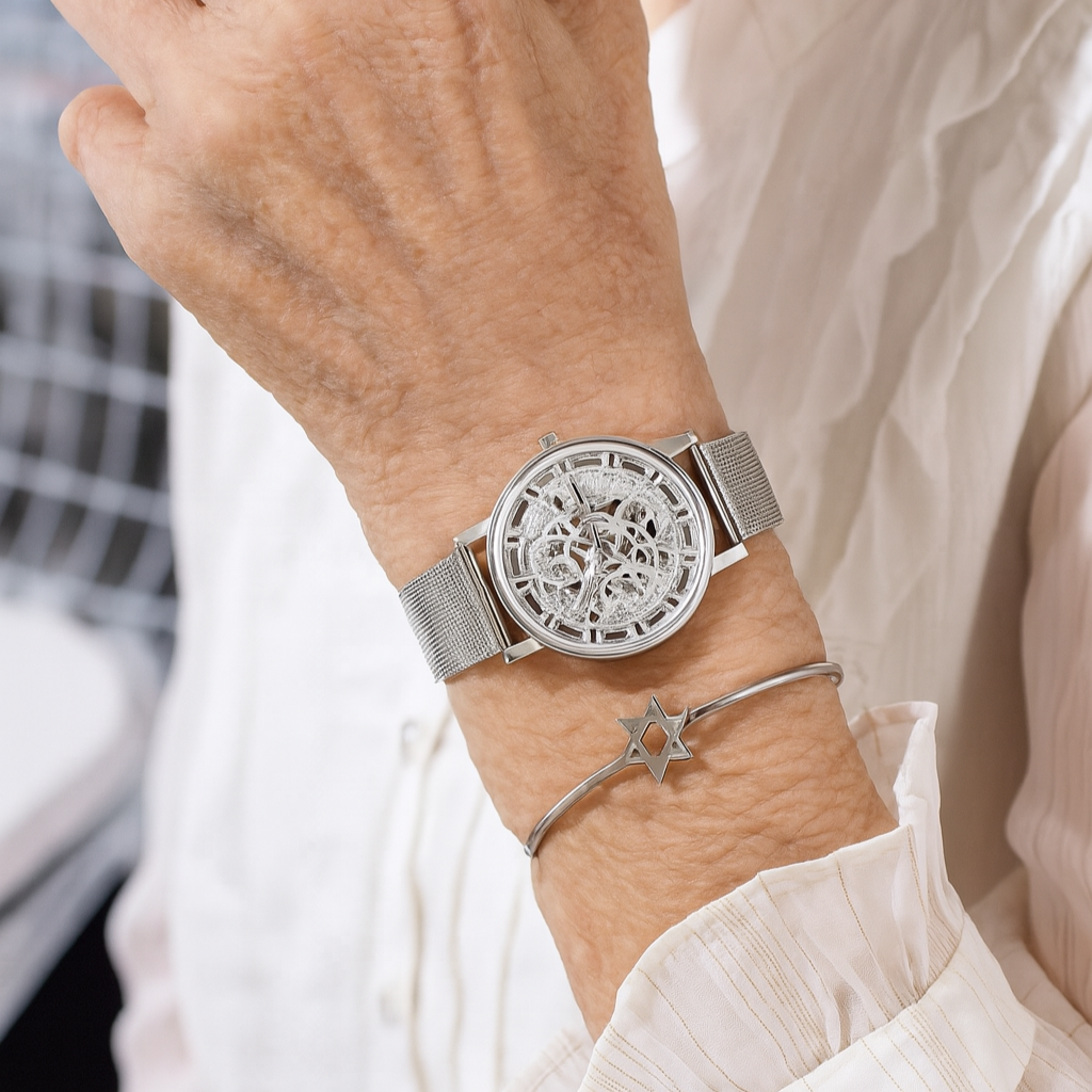 Esqueleto calado lujoso con esfera hueca y malla metálica