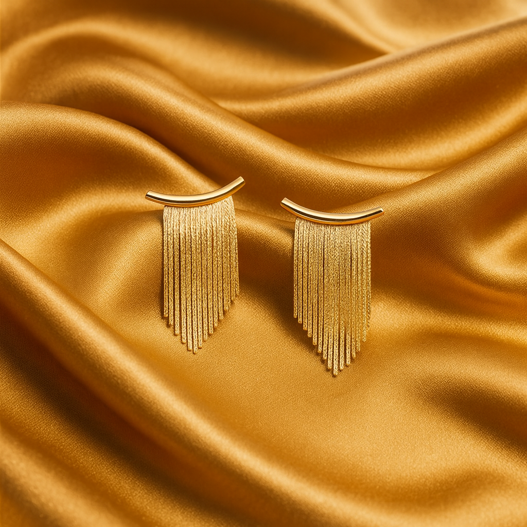 Luxe Gold Curtain Drop Earrings