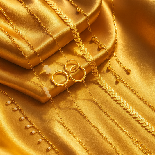 ゴールド・ボヘミアンブレスレットセット