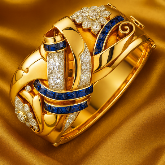 Inel vintage din aur cu zirconia albastră