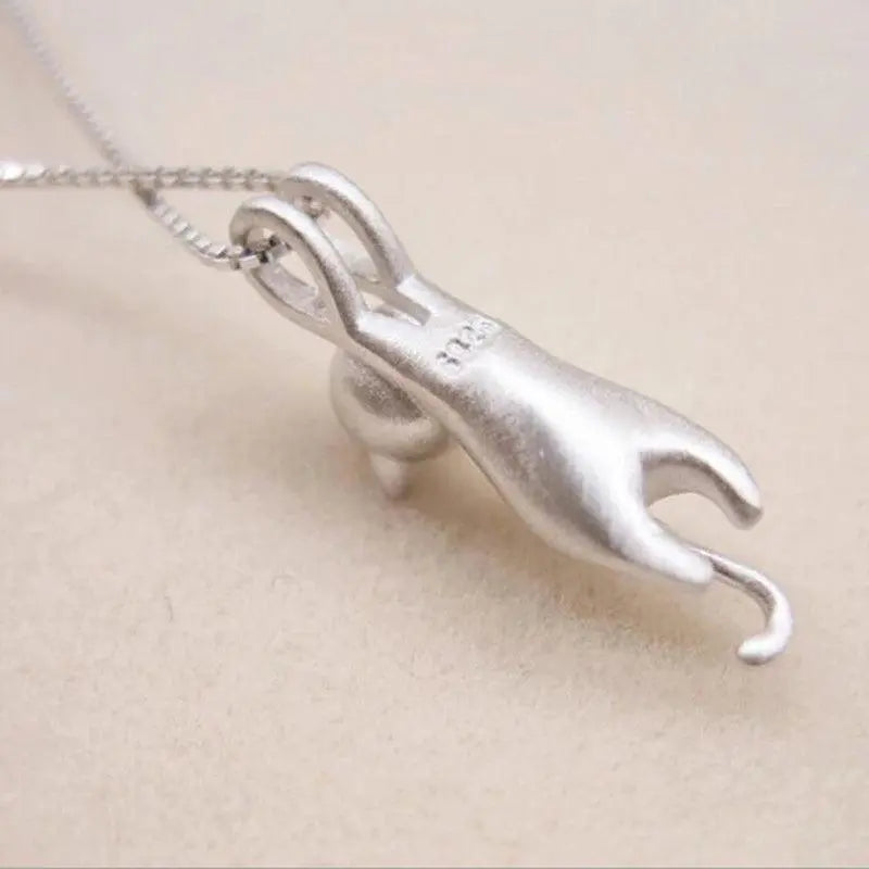 Colier Silver Playful Kitty