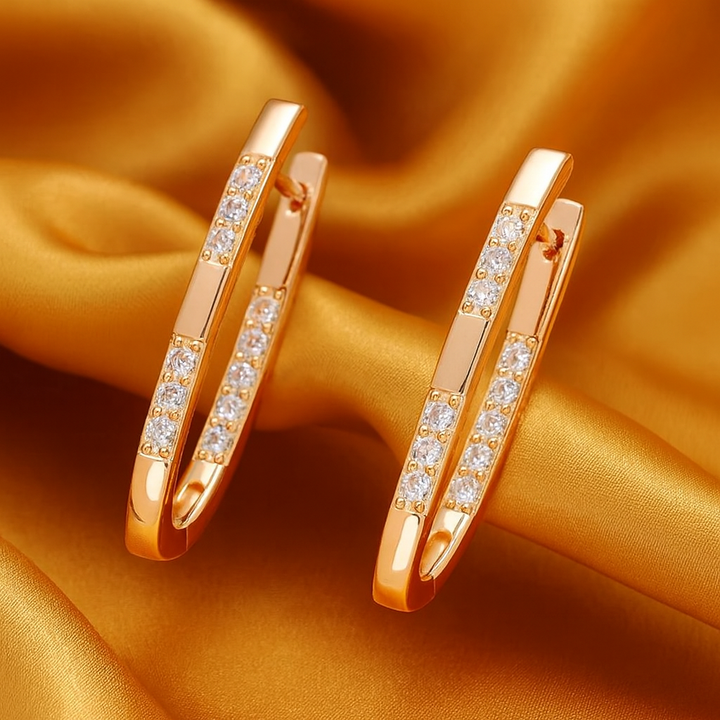 Modern Gold Zirconia Drop Earrings