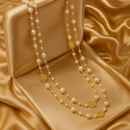Modern Golden Pearl Necklace