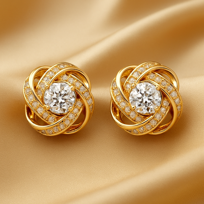 Luxe Spiral Cross Floral Earrings