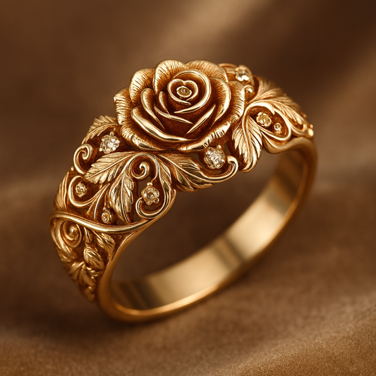 Luxe Vintage Gold Rose Ring