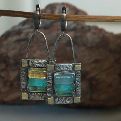 1+1 Offer: Blue Green Crystal Earrings