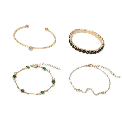 Gold emerald bracelet set