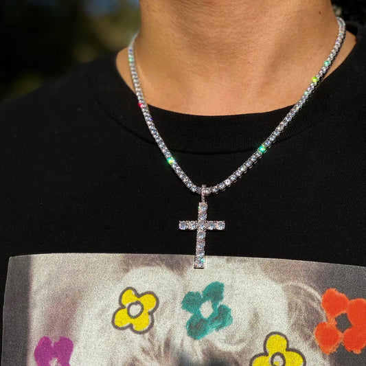 Moissanite cross necklace