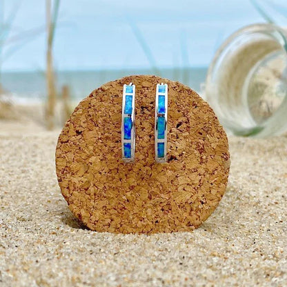 Luxury Ocean-Inspired Hoops in Silver and Opal