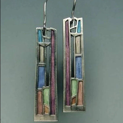 Colorful Silver Statement Earrings
