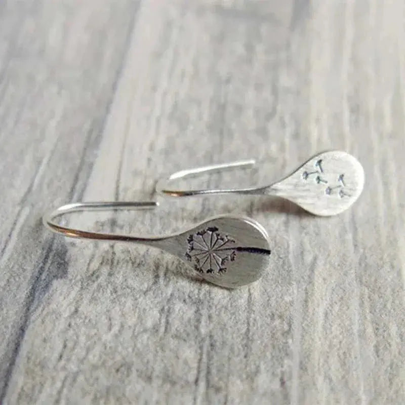 1+1 Offer: Dandelion Leaf Earrings made of Silver