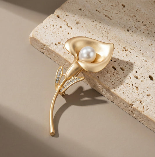 Radiant Pearl Tulip Brooch