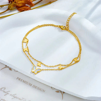 Naomi | 2-layer Butterfly Charm Anklet