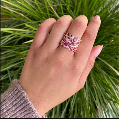 Rose Gold Round Cut Ruby Wedding Ring