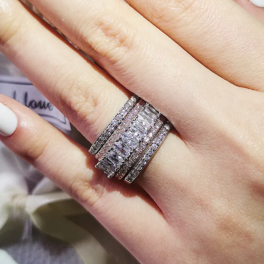 Anillo de piedra de moda sencillo para mujer