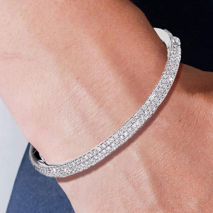 Elegant Pave Set Round Cut Bangle