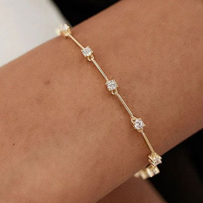 Gold Chain Round Cut White Sapphire Tennis Bracelet