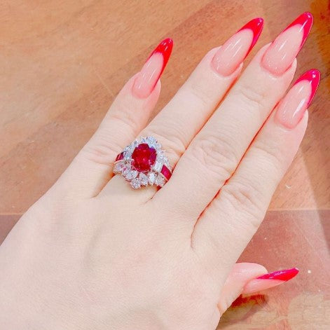 Vintage Oval Cut Ruby Engagement Ring