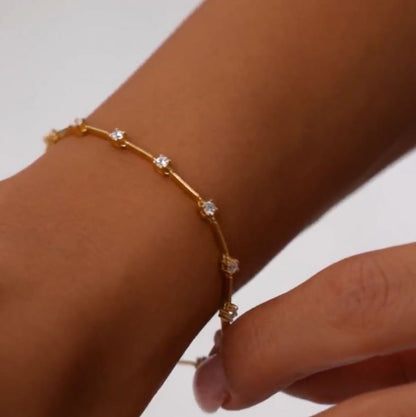 Gold Chain Round Cut White Sapphire Tennis Bracelet