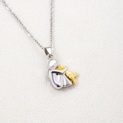 Fashion Little Girl And Dog Hug Necklace