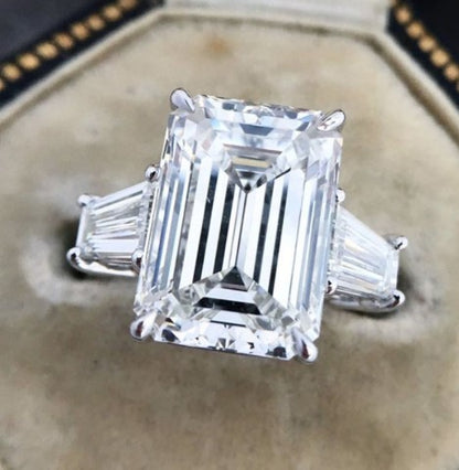 Emerald Cut Three-Stone Cocktail Engagement Ring