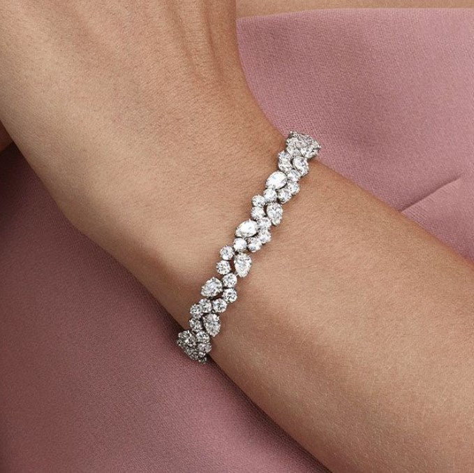 Classic Pear & Round Cut White Sapphire Bracelet