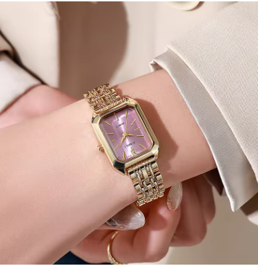 Elegantní čtvercové hodinky Quartz se skládací sponou