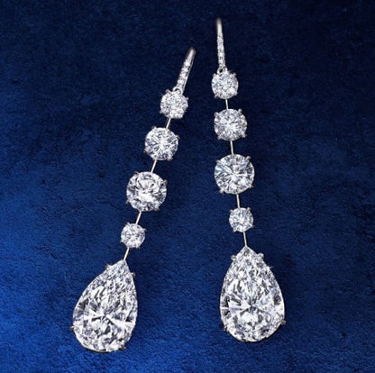 Elegant Pear & Round Cut Drop Earrings