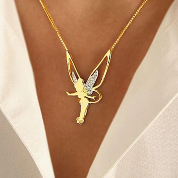 Fairy necklace in gold and silver