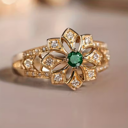 Eternal Emerald Blossom Ring