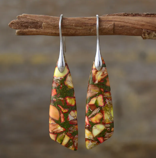 Pendientes Bohemios de Piedra Emperador