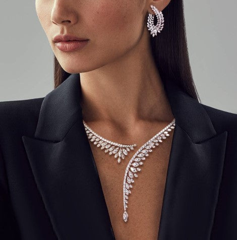 Marquise Cut White Sapphire Jewelry Set – Necklace & Earrings