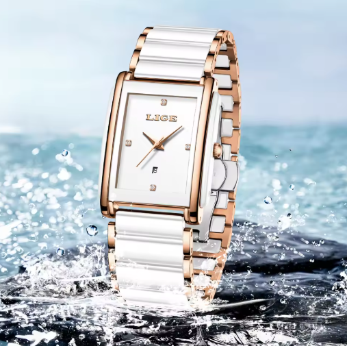 Exquisite Ceramic Square Quartz Timepiece With Flair