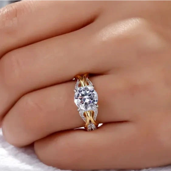 Vintage gold and silver crystal ring
