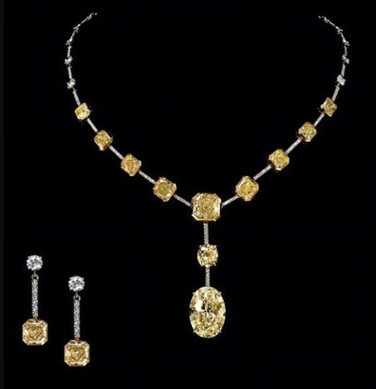 Oval Cut Yellow Sapphire Jewelry Set – Necklace & Earrings