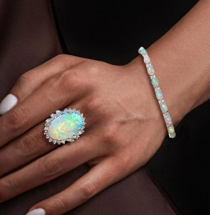 Oval Cut Opal Jewelry Set – Ring & Bracelet