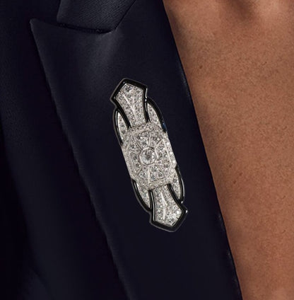 Art Deco Round Cut White Sapphire Brooch