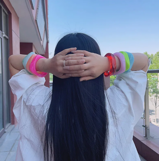Pulsera Acrílica Cuadrada y Colorida