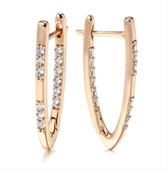 Pendientes de oro rosa con circonitas engastadas