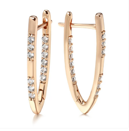 Pendientes de oro rosa con circonitas engastadas
